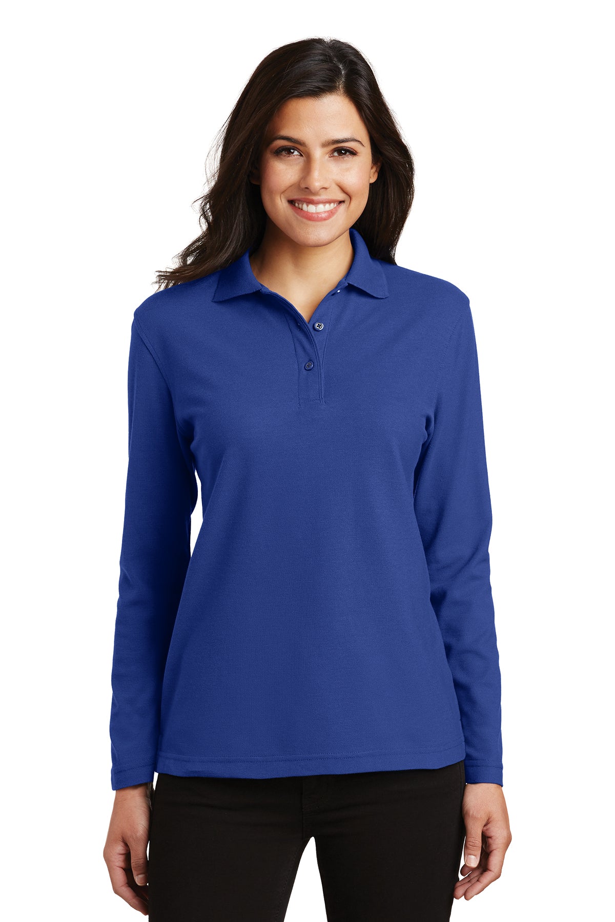 Port Authority® Ladies Long Sleeve Silk Touch Polo - Royal Blue