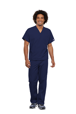 Navy Unisex One-Pocket Scrub Top