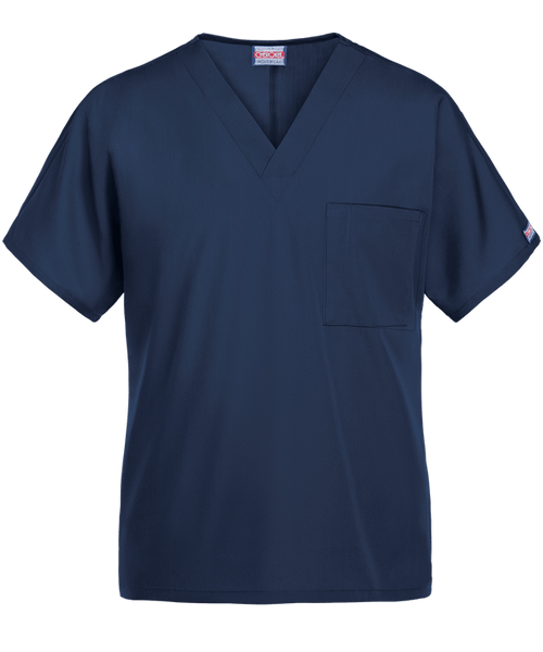 Navy Unisex One-Pocket Scrub Top